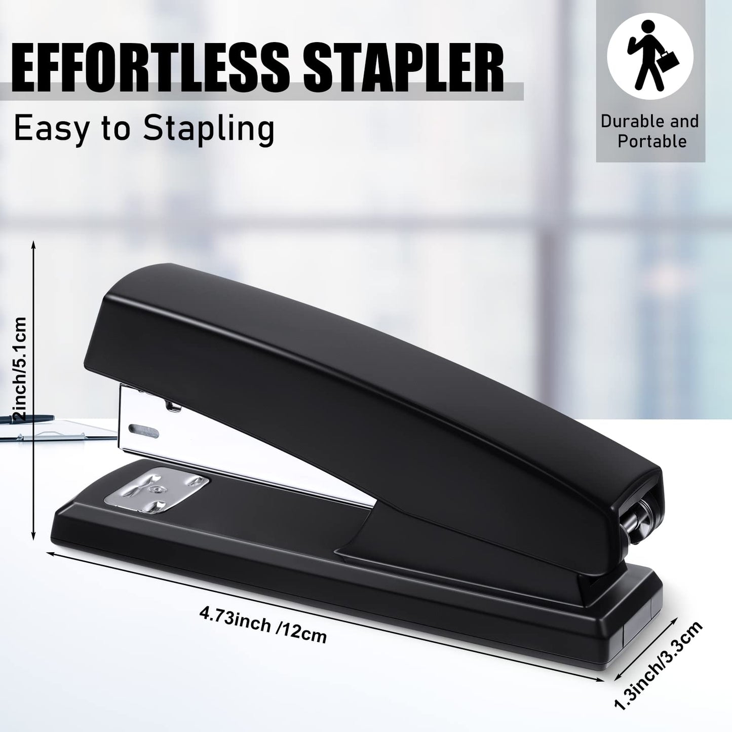 Yahenda 6 Pieces Metal Desktop Stapler with Staples Heavy Duty 25 Sheet Capacity Black Remover Stapler for Desk Office School