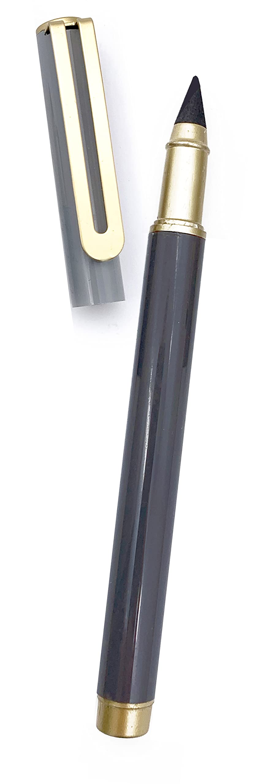 SNIFTY Look Sharp Always Sharp Pen•cil - Compressed graphite tip equals 100 pencils - Gray metal barrel + cap + eraser