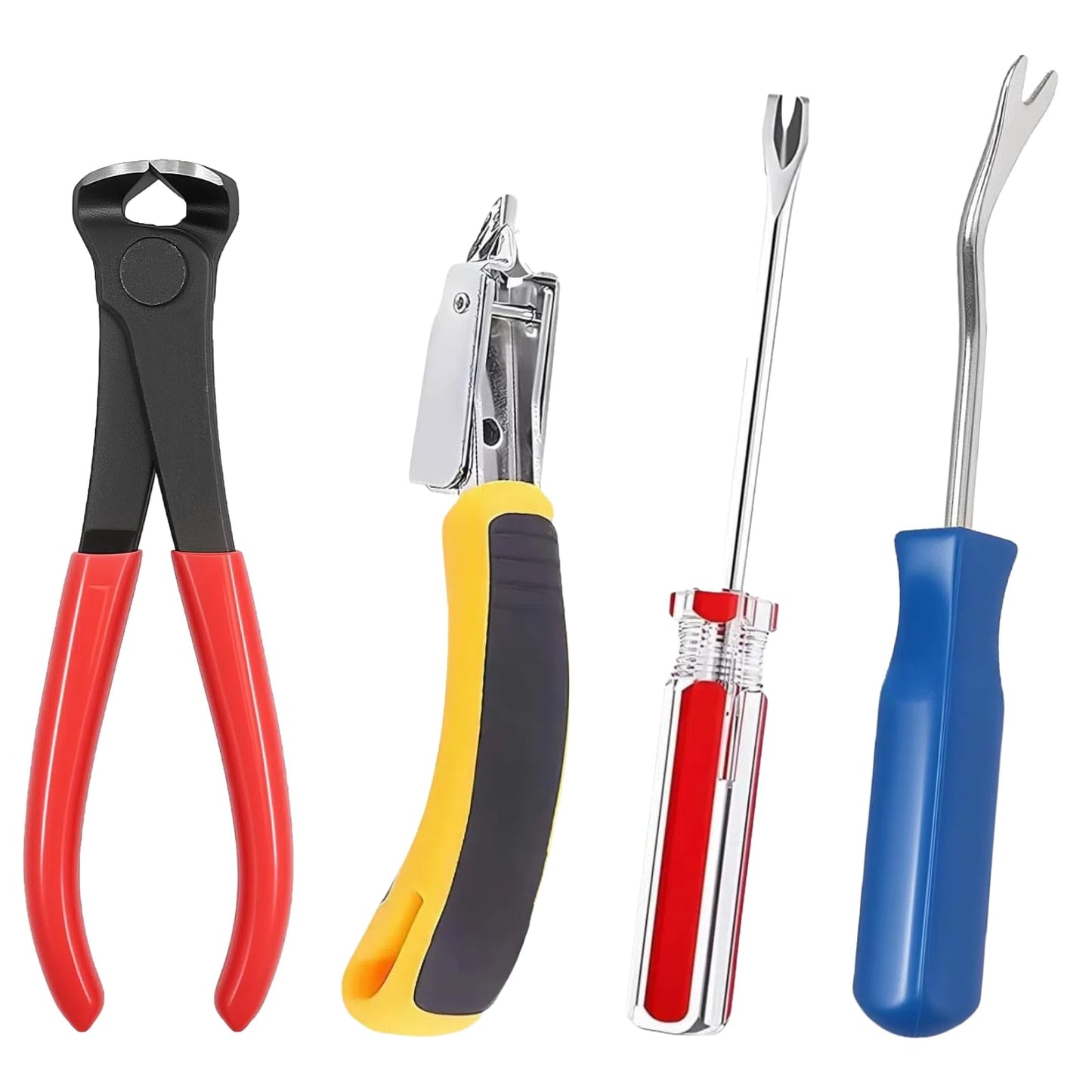 4 Pcs Fors Upholstery Staple Remover Tack Puller Nail Remover Tool Set Nail Puller Plier, Staple Puller, Tack Lifter, Fastener Remover, for Furniture Floor Wall Wooden Case Car Photo Frame