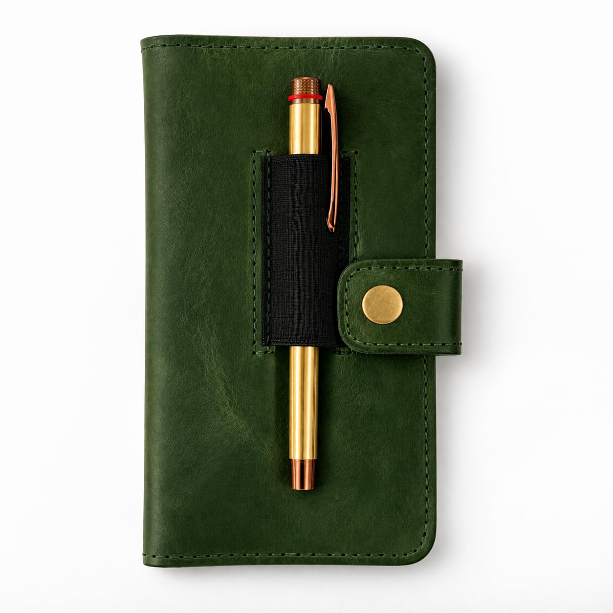 TheAntiq Genuine Leather Checkbook Cover Green - Handmade Check Holder with Divider & ID Window, Slim Organizer Wallet for Business, Travel & Everyday Use, 3.5 x 7 in