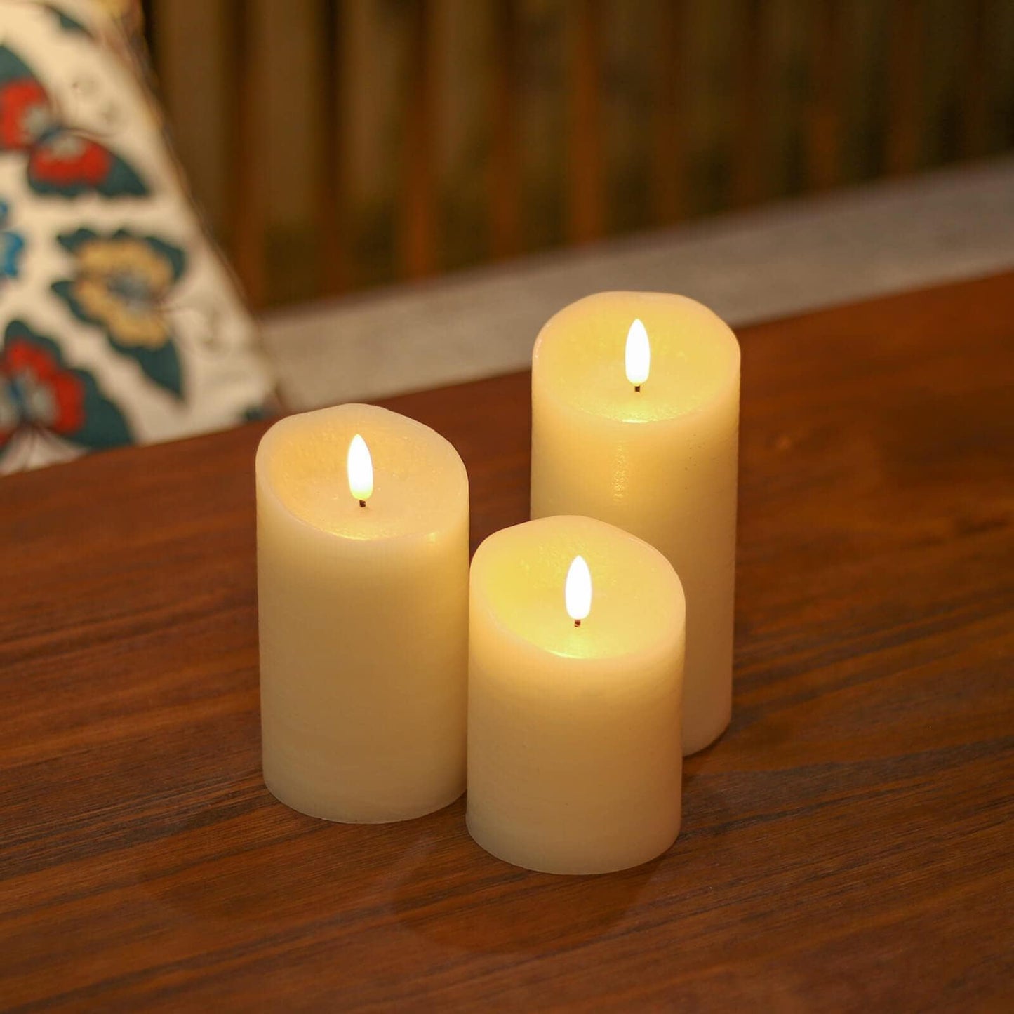 ANGELLOONG Flickering Flameless Candles with Remote, Real Wax Battery Operated Candles with Timer for Home Decor, Set of 3 LED Fake Candle for Fall Wedding Halloween Chirstmas Decoration, Ivory White