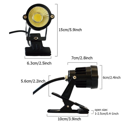 Onerbuy Youngine 1pcs 5W LED Clip on Light Water Resistant Outdoor Blackboard Signboard Lighting Adjustable Desk Stand Arm Lamp with Power Plug (Cool White)