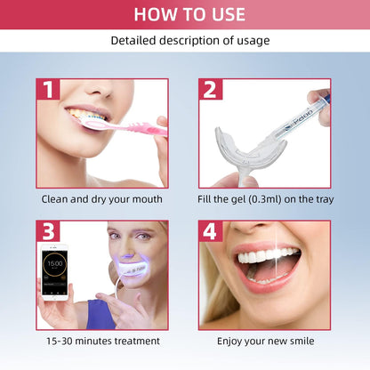 Pdoo Teeth Whitening Kit with LED Light for Sensitive Teeth, Fast Results for Brightening at Home, Teeth Whitening Gel Helps Remove All Kinds of Stains