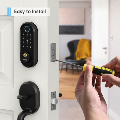 Smart Keyless Entry Door Lock - Fingerprint Electronic Deadbolt Touchscreen Keypad SMONET Biometric Digital Bluetooth Door Lock Smart Deadbolt Compatible with Alexa for Homes and Hotel