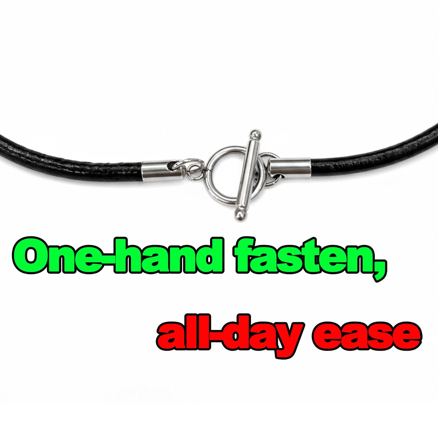 Leporem Handmade 4mm Black Cowhide Cord Necklace Unisex Minimalist Jewelry Base for Charms with Stainless Steel Toggle Clasp (18 Inch)