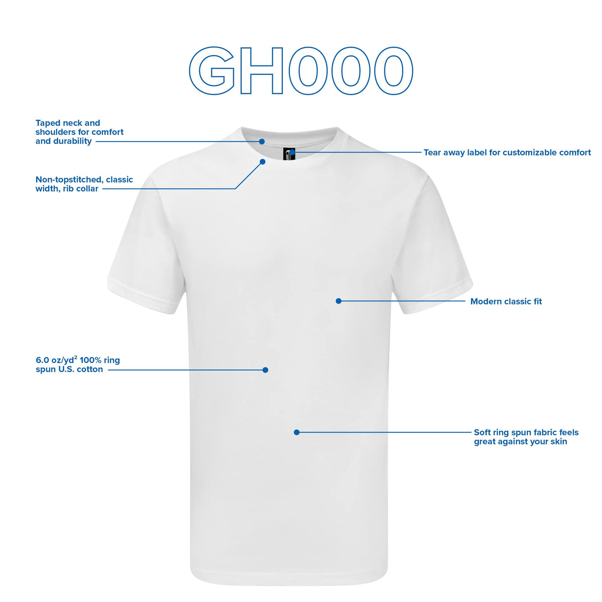 Gildan T-Shirt, Style GH000, Black (2-Pack), Small