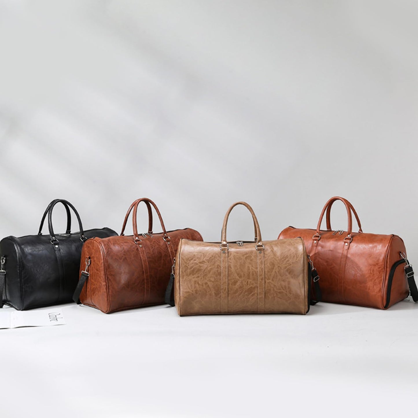 PU Leather Duffle Bag for Travel Duffel Bag, Gym Bag Overnight Bags Weekender Bag for Men (light brown)
