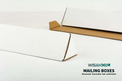 wisaiboxl 25 Pack Triangle Corrugated Cardboard Mailing Tubes, 18.25" x 3" x 3", White, Bulk Poster Tubes for FBA Shipping, Warehouse Storage, Blueprints, Artwork & Long Items