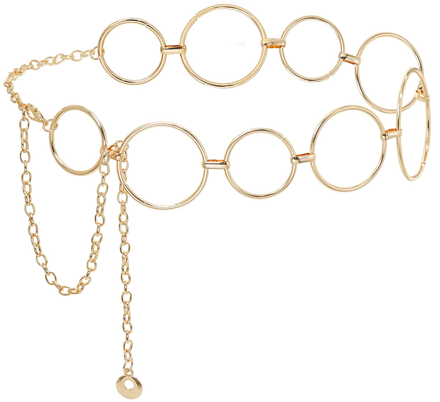 Putcuku Fashion Waist Chain for Women Boho Metal Chain Belts for Jeans Dress (O-ring Gold-XL)