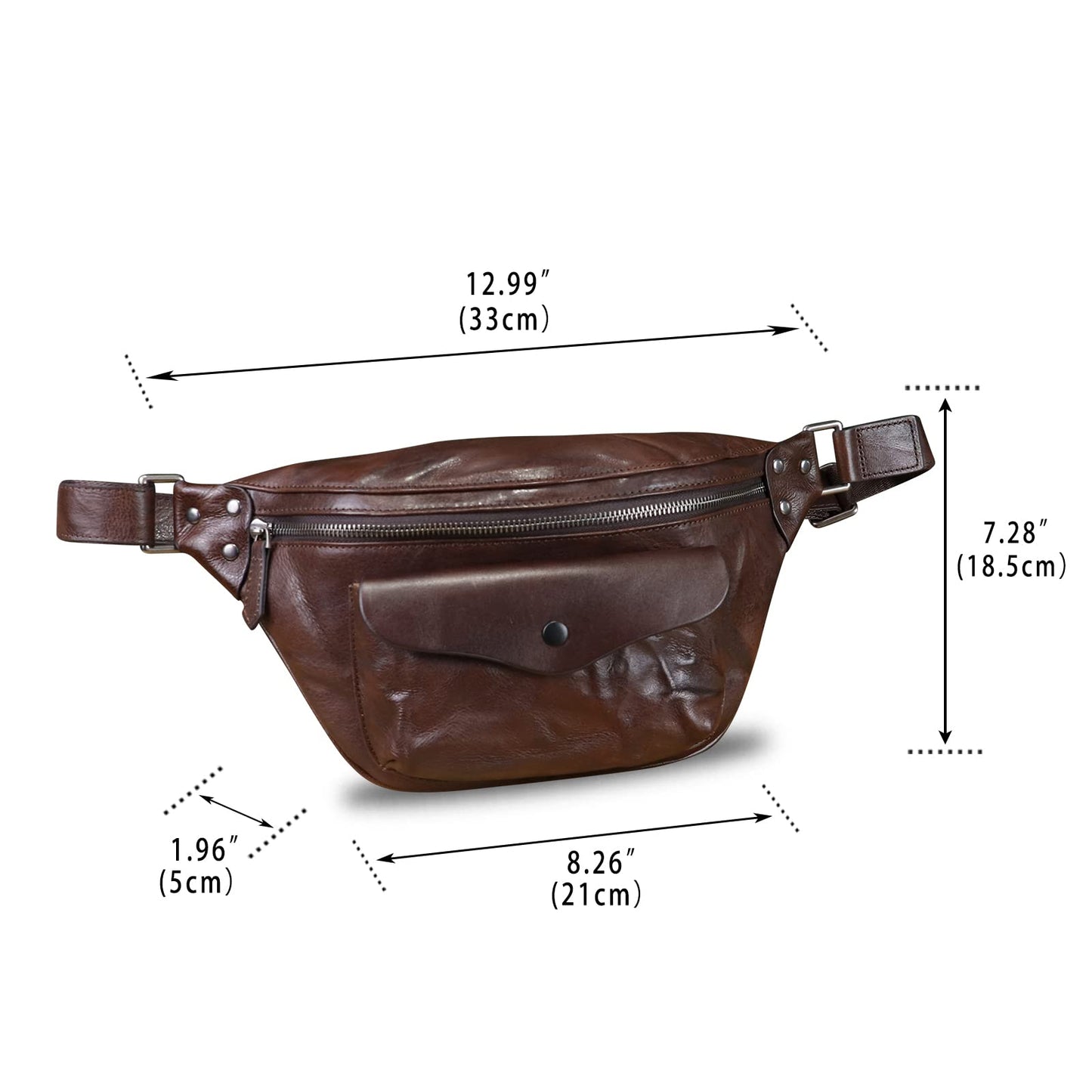 Genuine Leather Fanny Pack for Women and Men Vintage Real Leather Sling Bag Crossbody Bag Fashion Waist Bag Chest Purse (Coffee)