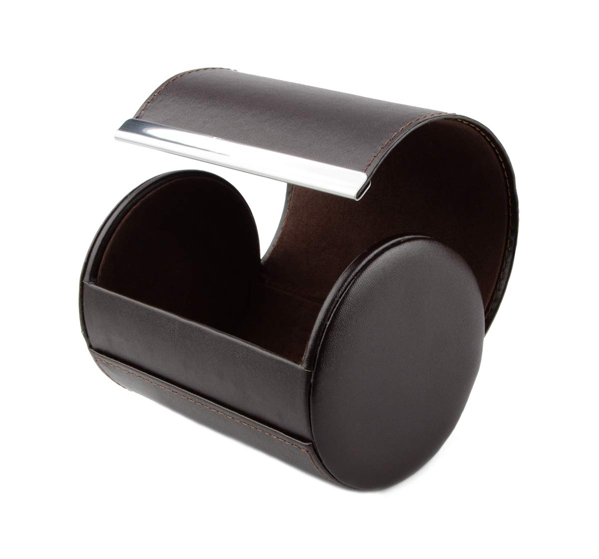 Iristide Neck Tie Box Formal Cylinder Men's Classy Necktie Travel Storage Case (Brown)