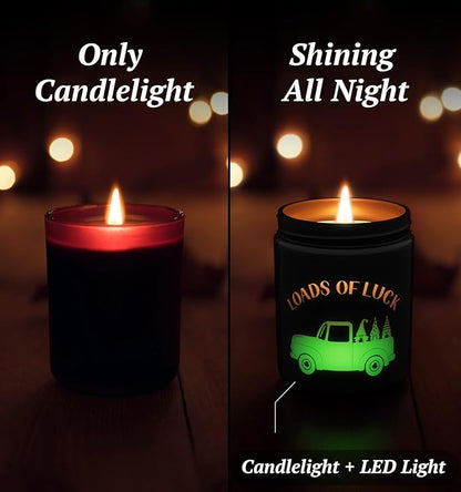 St. Patrick's Day Candle with LED, 100% Soy Wax Jar Candle, Lucky Road Gifts for Friend, Aromatherapy Candles for Women Home, Eucalyptus Scent Candles,Over 40 Hours of Burn Time