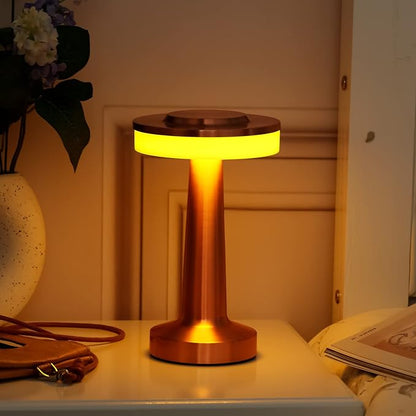 Riakrum Set of 2 LED Portable Cordless Table Lamp with Touch Sensor 3 Color Stepless Dimming Rechargeable Battery up to 15 Hours Cordless Table Light Wireless Lamp for Nursery(Rose Gold,2 Pcs)