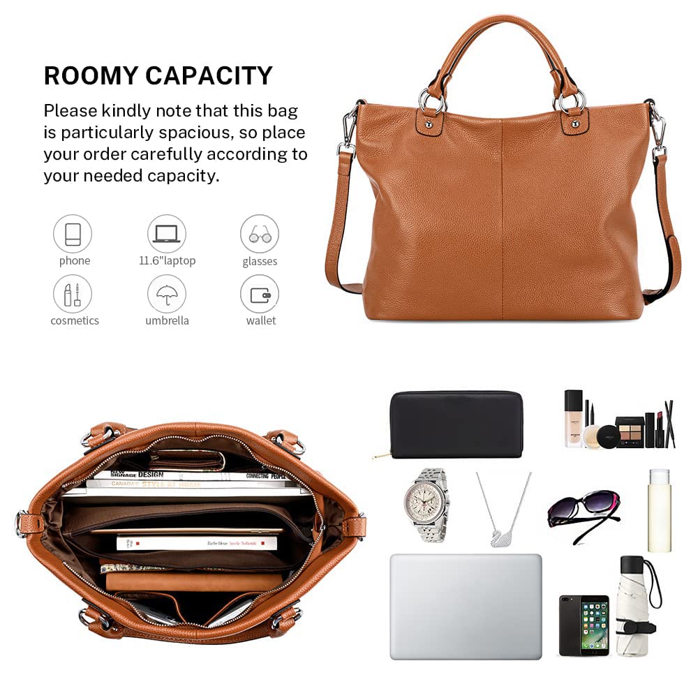 Kattee Women's Soft Leather Tote Bag, Top Satchel Purses and Handbags (Burnt Orange)