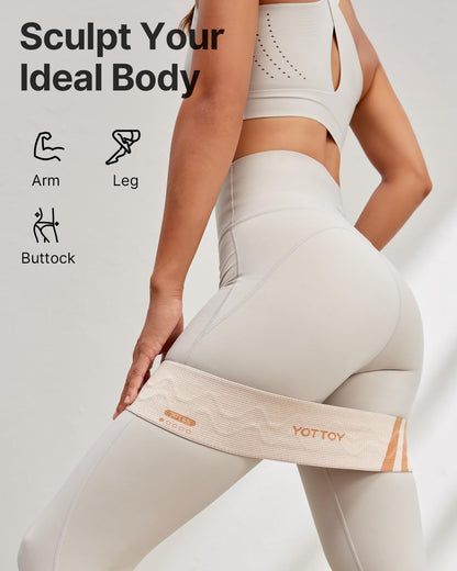 YOTTOY Fabric Resistance Bands for Women & Men, Non-Slip Workout Bands Set for Glutes, Legs, and Squats Durable Exercise Bands for Home Gym (20/30/40/50/60lb)