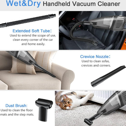 Powerful 8000PA Suction Cordless Handheld Vacuum - Portable for Home, Office & Car Cleaning with Multi Accessories