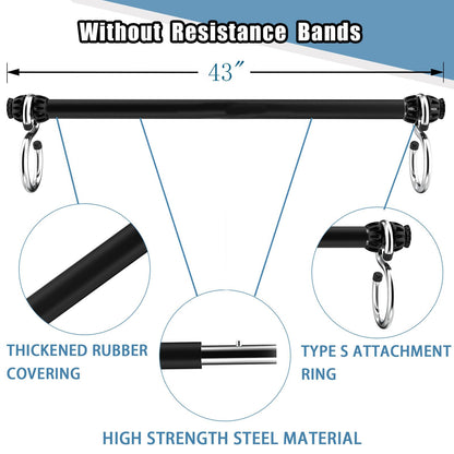 Resistance Band Bar, Portable Pilates Bar with Resistance Bands Home Gym Workouts Stick Squat Yoga Pilates Flexbands Kit for Full Body Shaping (43 Inch Bar + 4PCS Resistance Bands)…