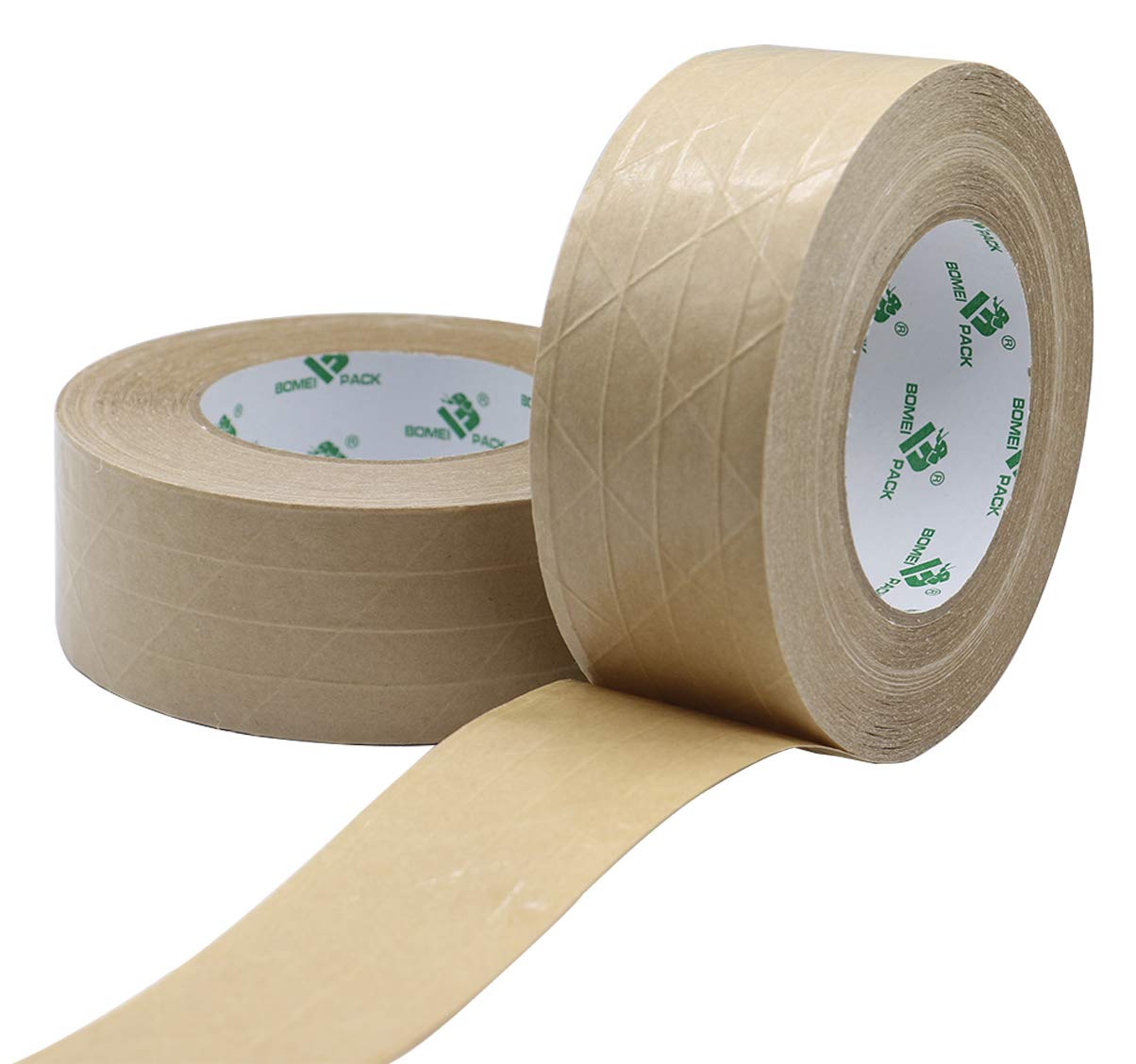 BOMEI PACK 2Pack Reinforced Kraft Paper Tape, Self Adhesive Paper Gummed Packing Tape, for Heavy Duty Packing, Shipping, Moving and Storage, 2Inch55yds