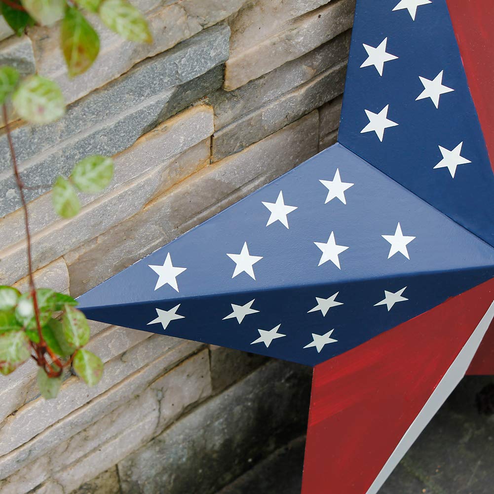 Patriotic Barn Star Metal Wall Decor Indoor Outdoor Wall Hanging Primitive Decor Star Ornament 4th of July Decoration