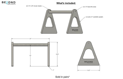 Beyond Balance Wood Parallettes Push-up Bar Dip Station | Handstands Planche Push-ups L-sits Dips Acrobatics (Large)