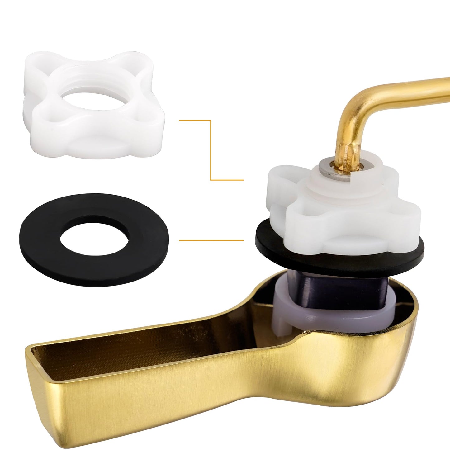 Hibbent Universal Metal Side Mount Toilet Handle Replacement Kit, Brass Toilet Flush Tank Lever with Stainless Steel Flapper Chains for Most Toilets, Brushed Gold