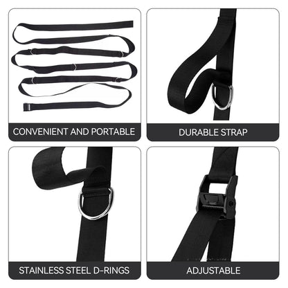 GKAI-XYZ Door Anchor Strap for Resistance Bands - Multi-Point Door Gym Attachment with 5 Stainless Steel D-Rings - Adjustable Home Fitness Equipment for Full Body Workout & Strength Training