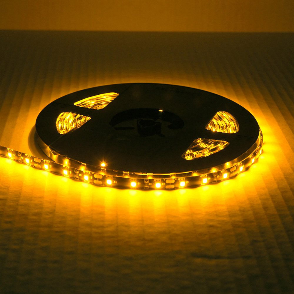 SOCAL-LED LIGHTING 5M 16.4ft Yellow Flexible LED Strip High Power Bright 300 SMD 5050 with Double Side Tape, IP65 Waterproof, Cuttable, Black PCB