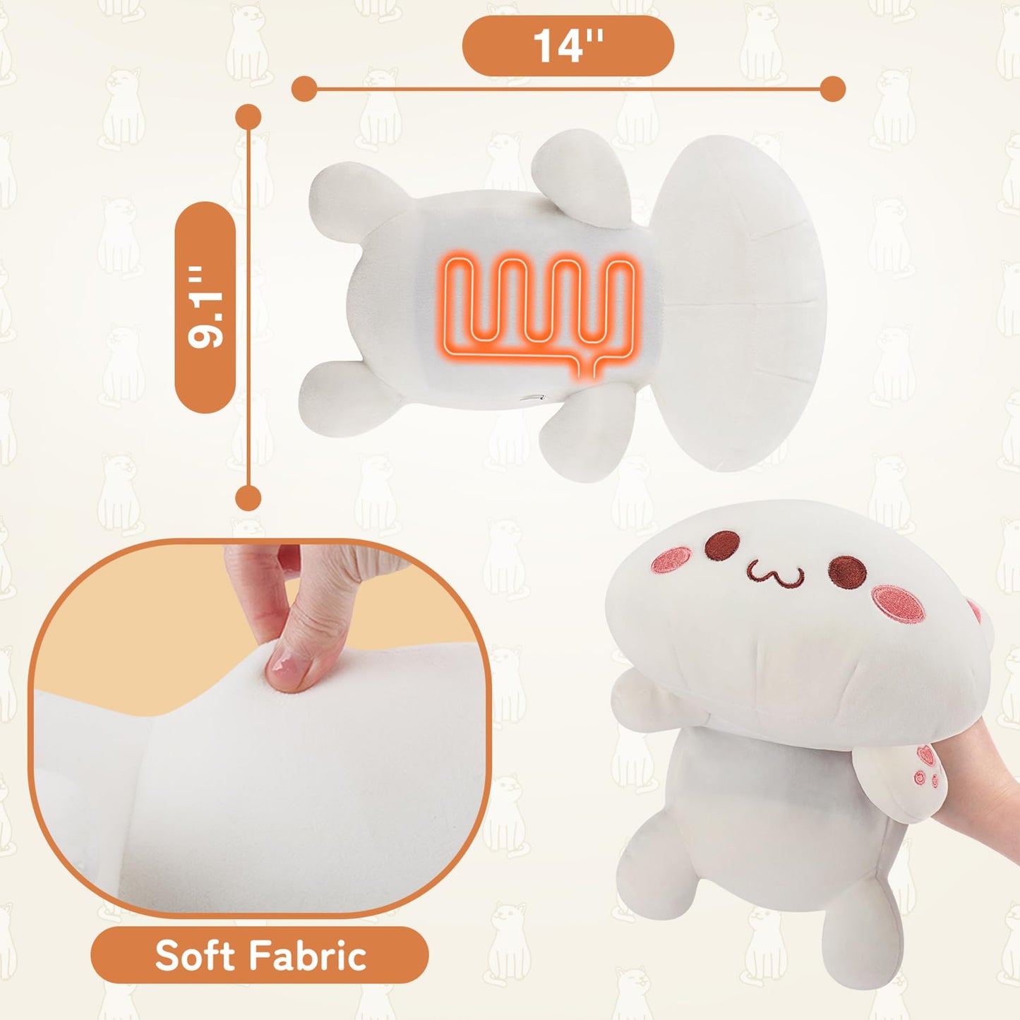 Electric Heating Pad for Period Cramps, Cuddly Soft 14" Capybara Plush with a Hot Soft Belly USB Powered, Menstrual Heating Pad Neck Shoulder Pain Relief, Gift for Women Daughter Wife