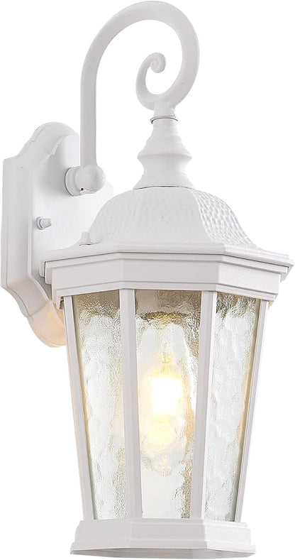 Outdoor Wall Lantern, Waterproof Exterior Wall Light Fixtures, Outdoor Porch Light Fixtures Wall Mount in White Finish with Clear Glass, Aluminum Alloy, 60W