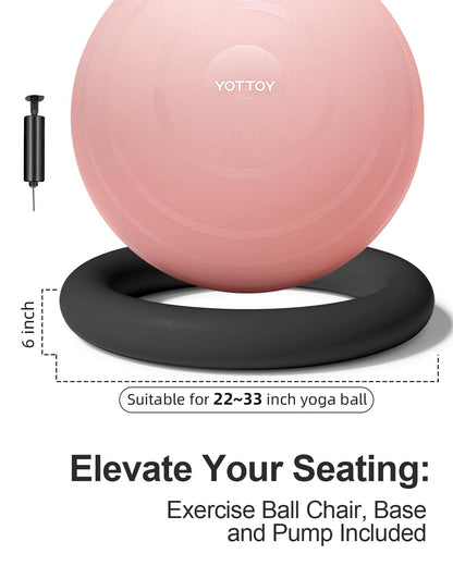 YOTTOY Balance Ball Chair,Exercise Ball Ring and Yoga Ball Chair for Office Use (Black)