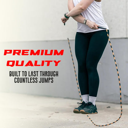 Elite Jumps - Do Hard Things Edge Beaded Jump Rope - For All Ages - Durable & Lightweight - 10ft Long Adjustable Rope - Tangle-Free - Shatterproof 1” Beads - Long Edge Handles - Canary