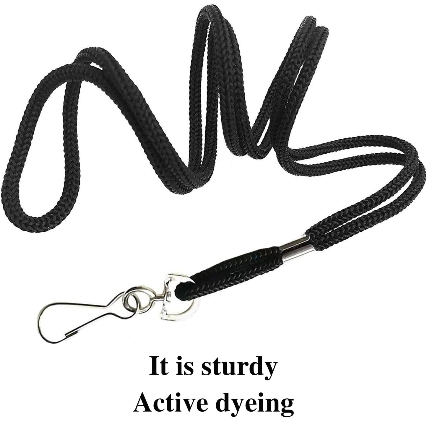 KAKAMINA 120 Pack Badge Lanyards, for ID Badges, Black Lanyard Badge Holder Office Business Card Lanyards Key Lanyards Students ID Card with 18" Inch and J Hook(Black)