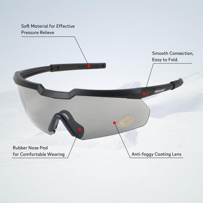 TACBAND Hunting & Shooting Safety Glasses, Eye Protection for Gun Range, Anti-Fog UV Clear Safety Glasses with Flexible Frame