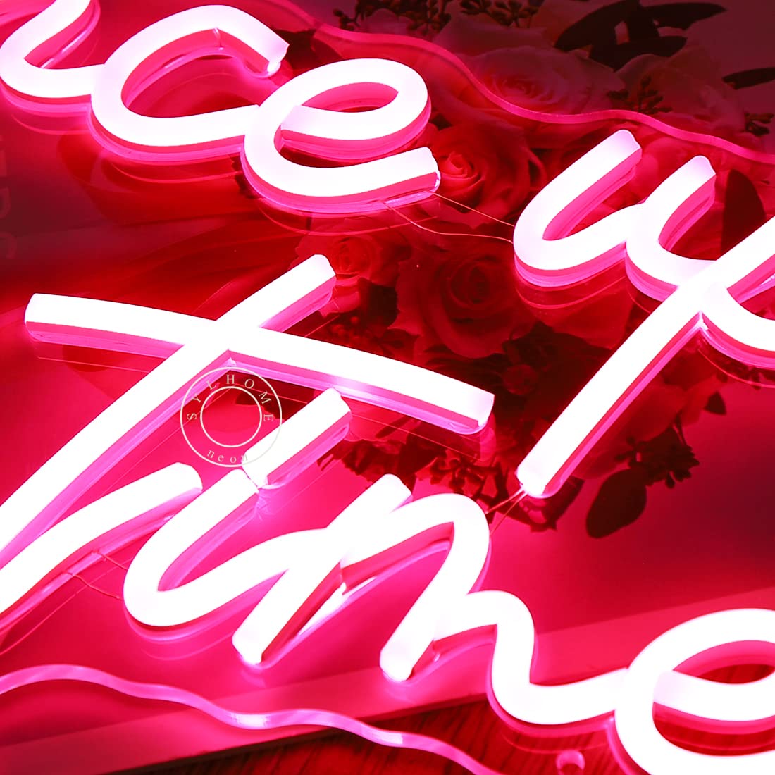 SYLHOME Once Upon A Time Pink LED Neon Light Sign Home Bedroom Kids Room Nursery Wall Decor Sign Words Art Wedding Birthday Bookshelf Decor Christmas Gifts 5V USB 15.8"X8.9"