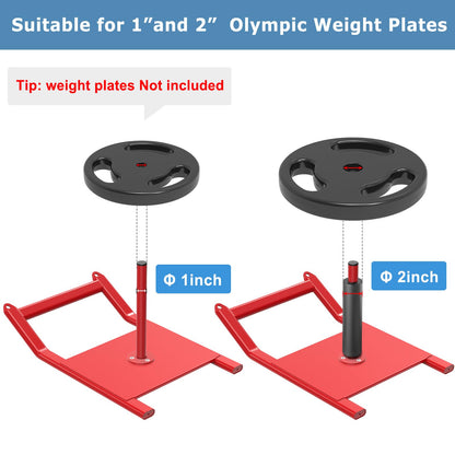 BeneLabel Weight Sled Fitness Strength Training Sled Red Weighted Training Sled Fits 1" & 2" Weight Plates Workout Sled Exercise Sled for Speed and Soccer Training