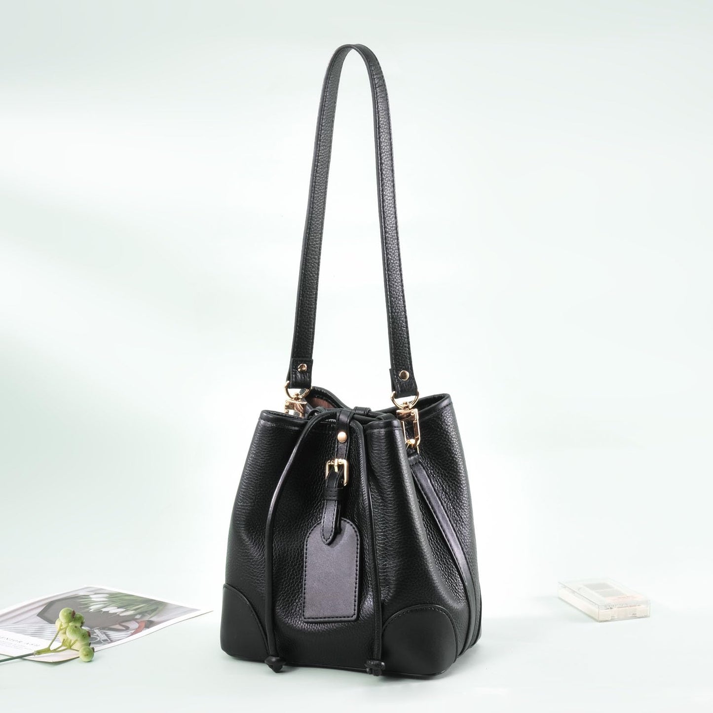 VanEnjoy 26 Inch Full Grain Leather Replacement Hand Strap for Handbag Shoulder Bag Purse(Black)
