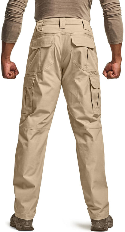 CQR Men's Tactical Pants, Water Resistant Ripstop Cargo Pants, Lightweight EDC Work Hiking Pants, Outdoor Apparel, Raider Khaki, 44W x 32L