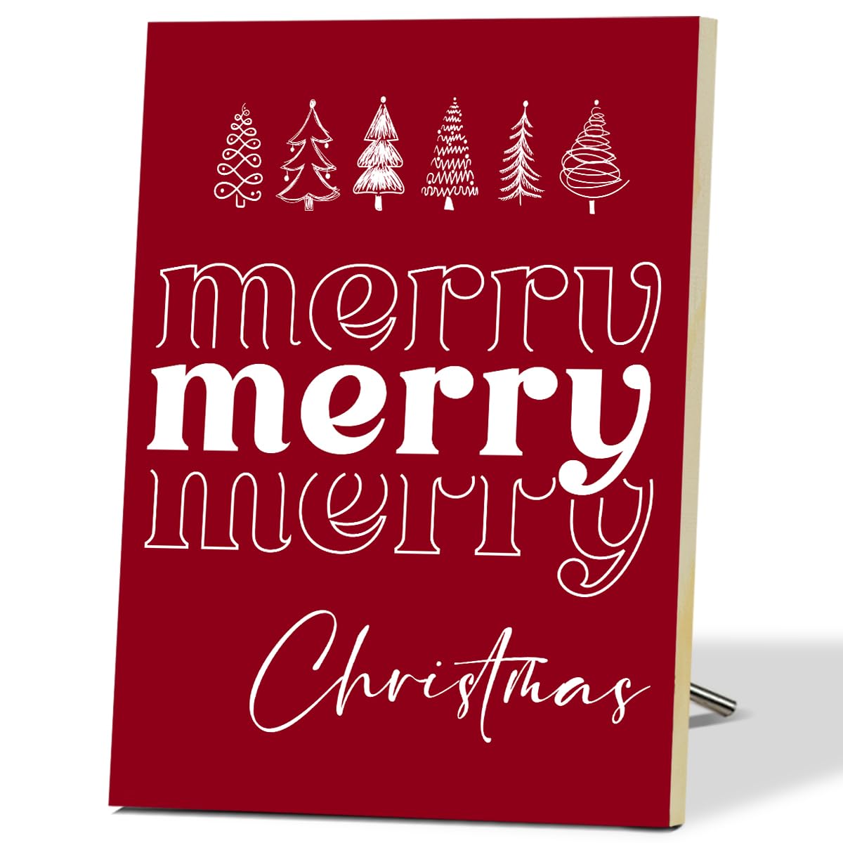 Merry Christmas Signs for Wall Decorations - Red Wood Tabletop Decor for Table, Desk, Mantle, Shelf - Wall Art for Party - Wood Hanging Signs for Kitchen - JK0383