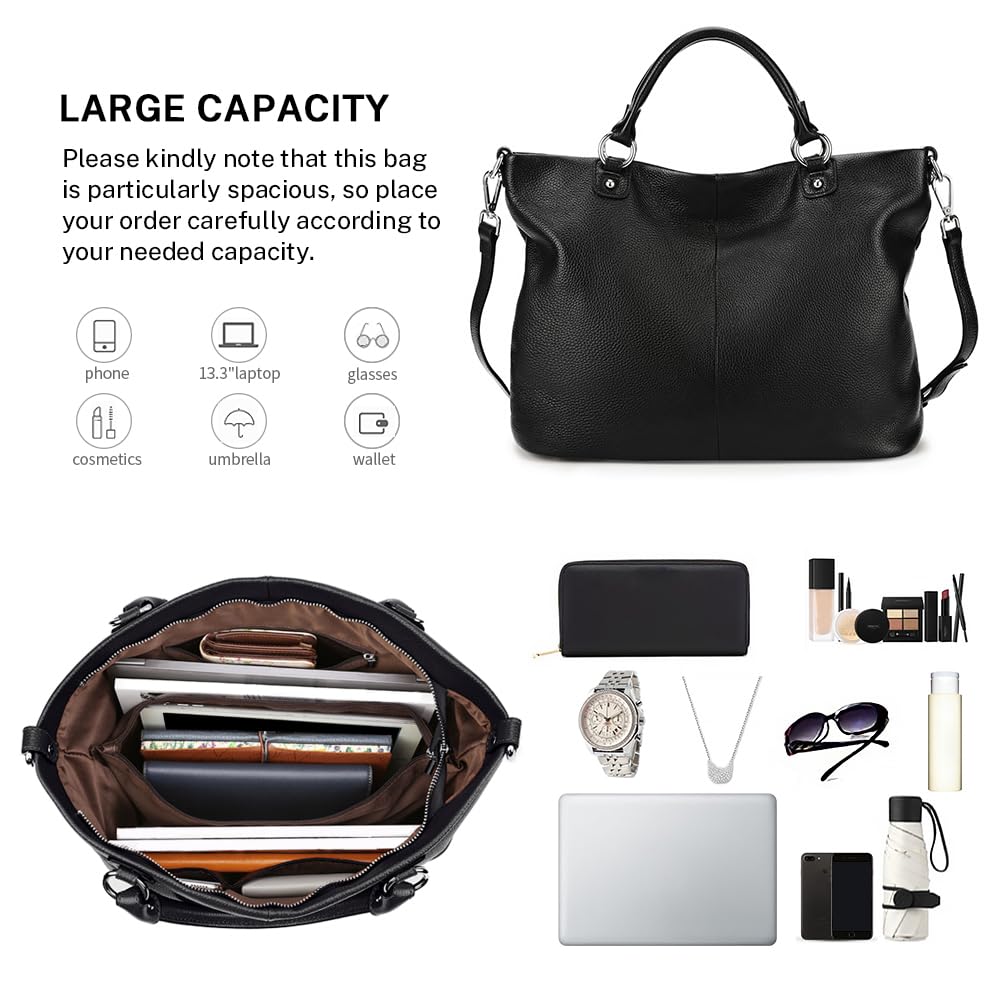 Kattee Women's Soft Leather Tote Bag, Top Satchel Purses and Handbags