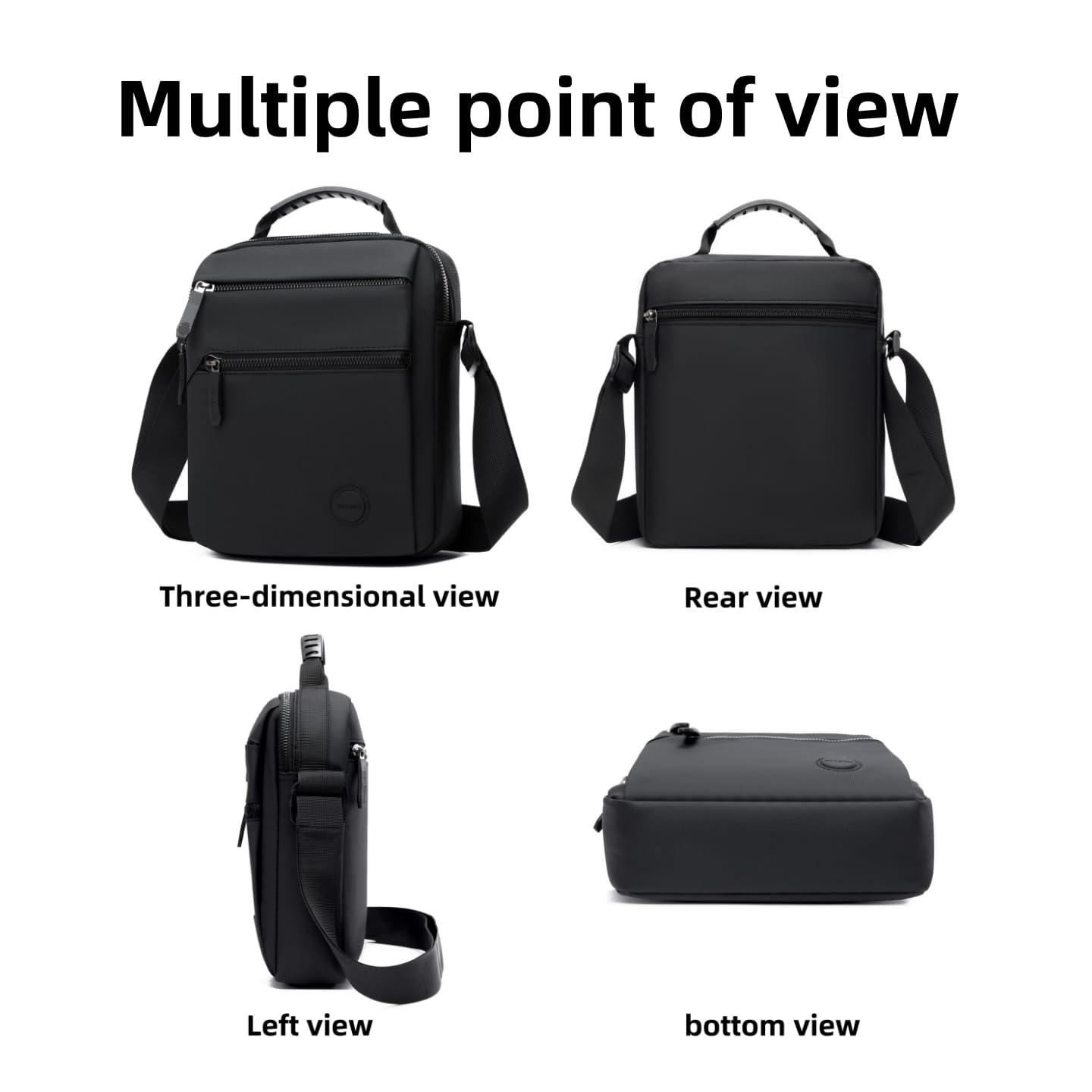 Yowenthra Small Messenger Bag for Men Women,Anti Theft Crossbody Shoulder Bag for Men Adjustable Strap Water Resistant (Black)