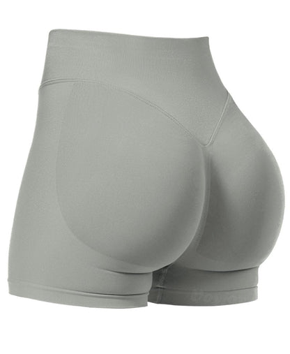 VOYJOY Women Workout Impact Shorts 2.5"/ 3.6"/ 4.5"/ 6" Scrunch Butt Lifting Gym Seamless Booty Biker Shorts Light Grey