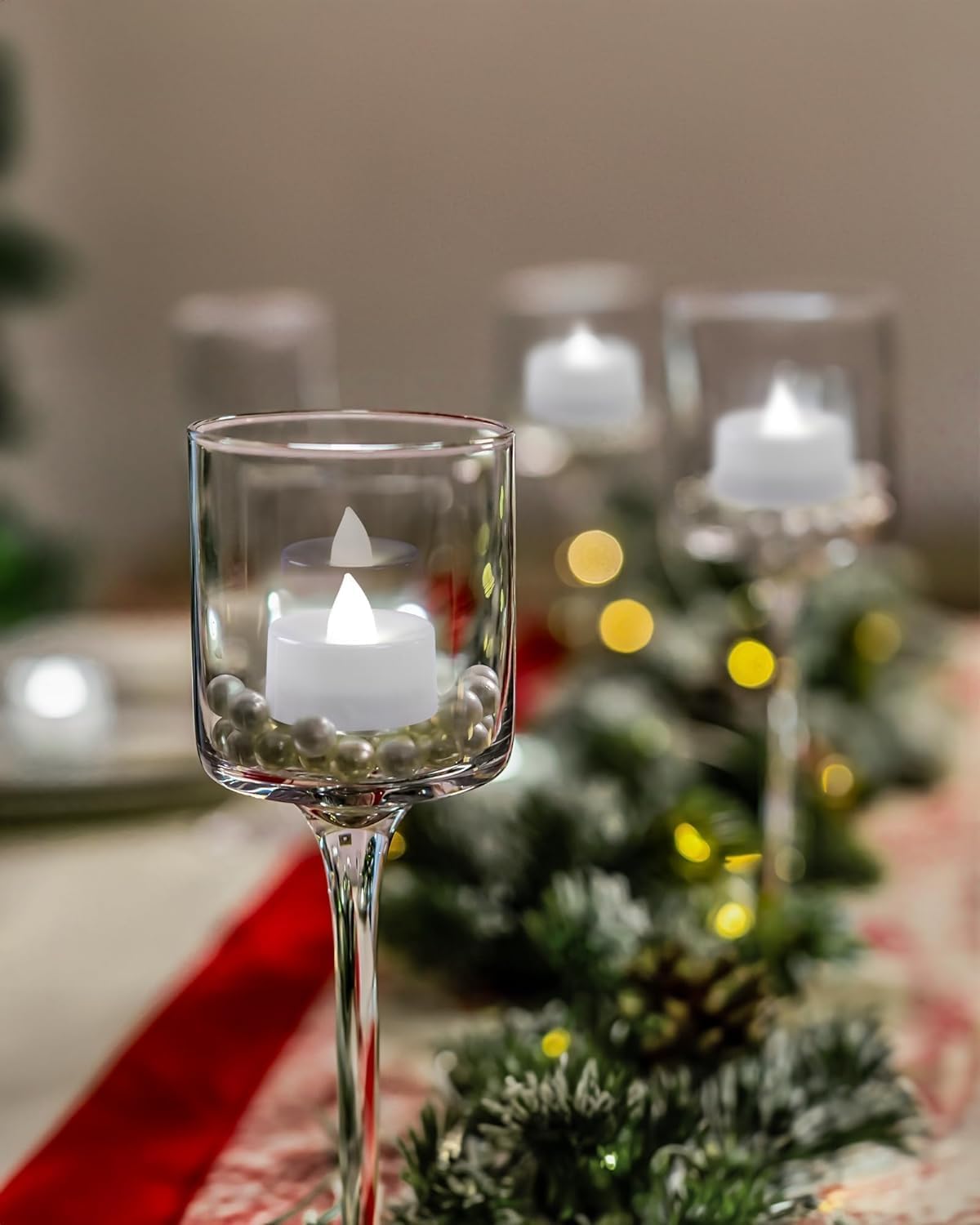 Homemory Tea Lights with Timer Battery Operated, 6H Timer Auto On Daily, Flickering Flameless LED Votive Candles for Table Centerpieces, Lantern, Halloween, Christmas, Cool White, No Remote, 24-Pack