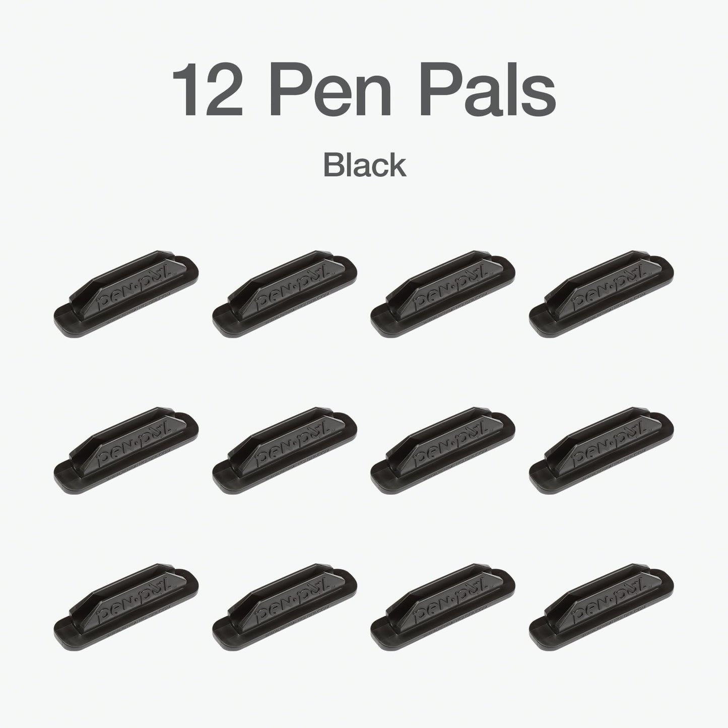 Tops Pen Pal Pen Holders, Flexible Pen Holder, Writing Tool Organizer, Office and Teacher Supplies, Sticks to Clipboards, Black, 12 Pack (1009286)