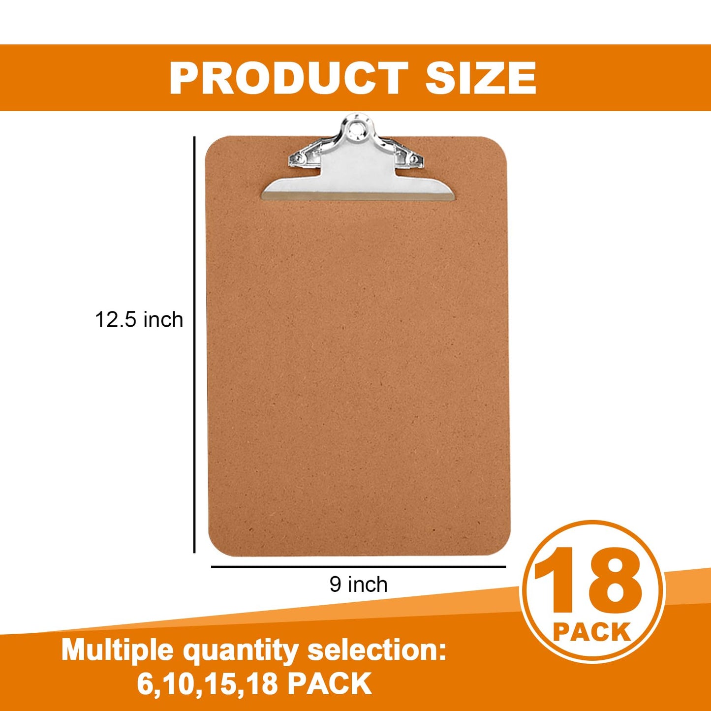 HERKKA 18 Pack Hardboard Office Clipboards - A4 Letter Size, ECO Friendly