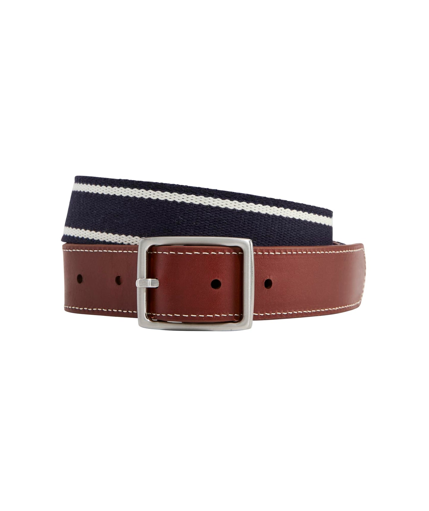 vineyard vines Boys' Leather and Webbing Reversible Belt, Nautical Navy, L