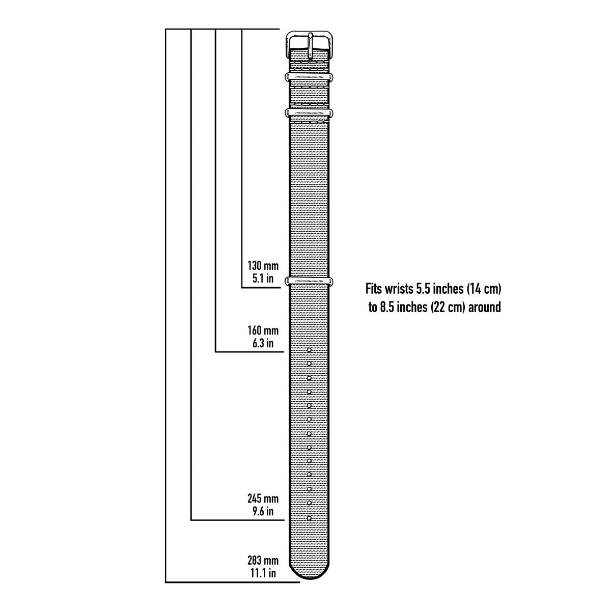 Archer Watch Straps - Classic Military Style Nylon Watch Bands (Khaki, 22mm)