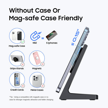 PUY for MagSafe Charger Stand,20W Fast Magnetic Wireless Charging Station with 25W PD Adapter，Stickable Desk Wireless Charger for iPhone 17/16/15/14/13/12 Pro/Pro Max Series