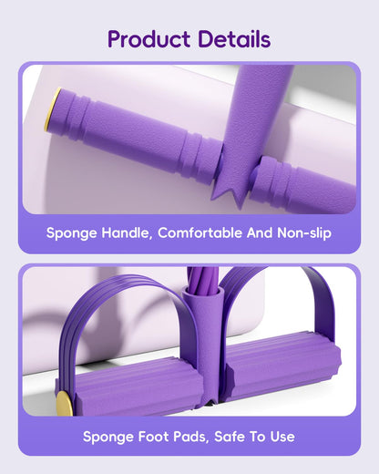 ArkPack Pedal Resistance Band with Handle,6-Tubes Elastic Pull Rope Fitness Foot Pedal Resistance Bands for Women Girls Bestie Yoga Pilates Exercise Legs Calves Waist Arms Abdomen- Purple