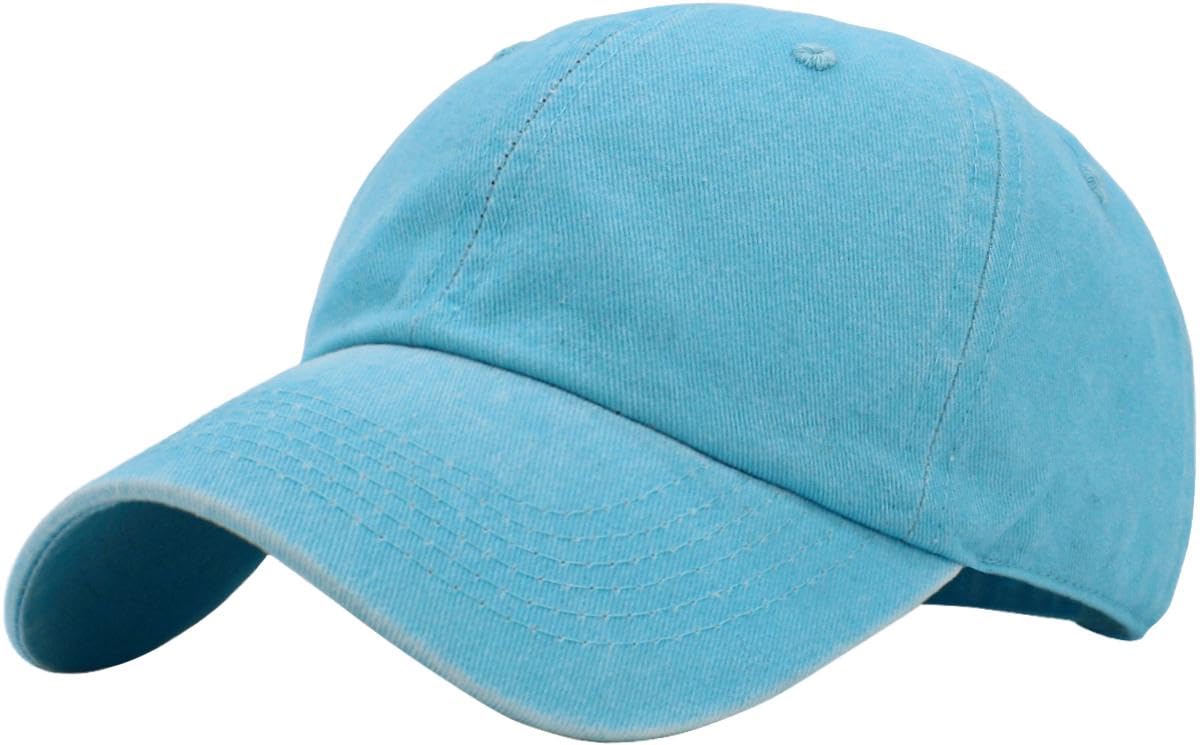 KB-PG-Low Washed Baby Blue Original Classic Low Profile Cotton Hat Men Women Baseball Cap Dad Hat Adjustable Unconstructed Plain Cap