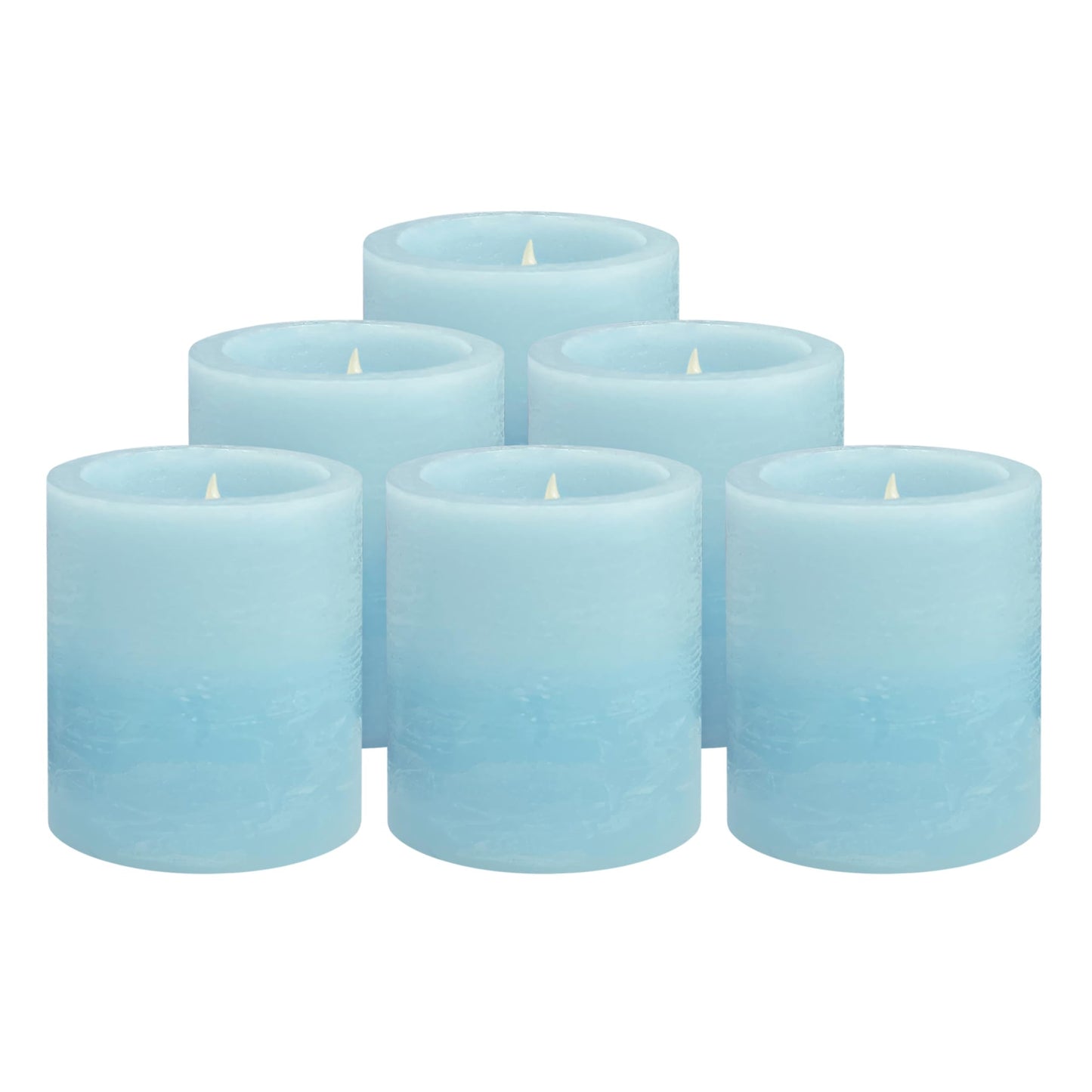 FURORA LIGHTING Blue Marble Real Wax Flameless Candles - 2" W x 2.2" H Votive, LED Flicker, 6-Pack, Batteries Included, Wedding & Spa Decor